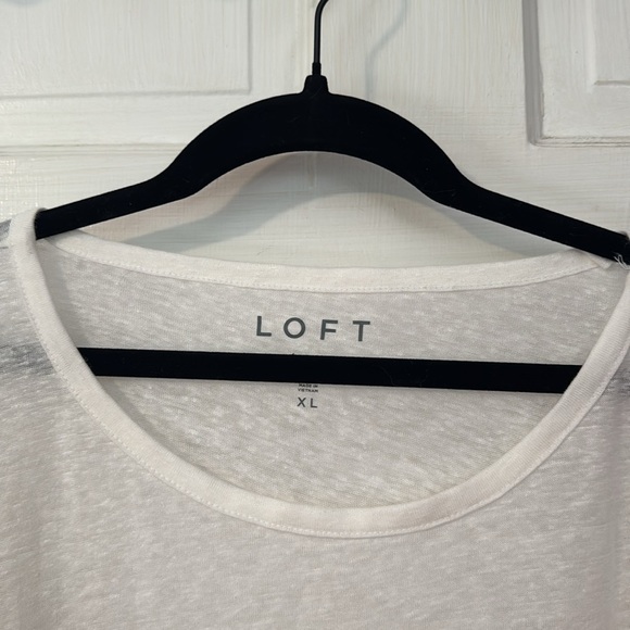 Ann Taylor LOFT White Linen Top Women's Flutter Short Sleeve Shirt XL - Picture 6 of 10